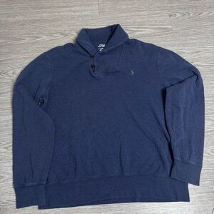 Polo Ralph Lauren Sweater Mens Sz Large Shawl Collar Sweatshirt Blue